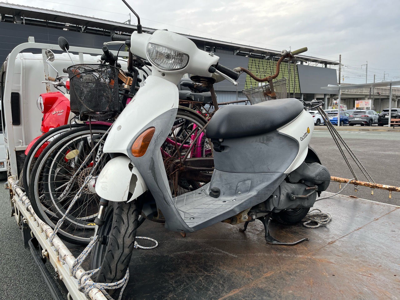 スクーター引取処分熊本　みのまるバイク　熊本市　南区　日吉1丁目　SUZUKI　レッツ4　CA45A型　事故車　即日お伺い